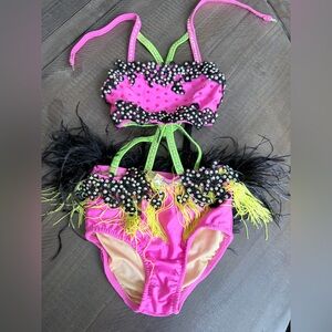 Child small Vibrant Pink and Black Glamour Costume